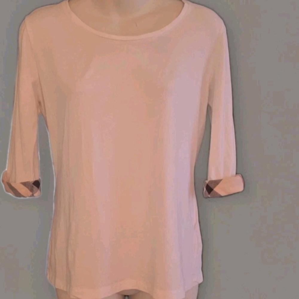 Classic Women's Light Roll-Sleeve Top Burberry Nova Check